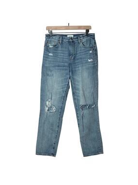 Pistola Presley High-Rise, Straight-Leg Distressed Jeans, Size 28